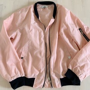 Pastel pink and black bomber jacket